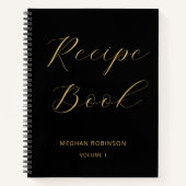 Girls-Cookbook Schwarz-Gold-Rezept-Skript Notizblock (Vorderseite)