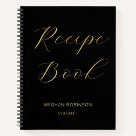 Girls-Cookbook Schwarz-Gold-Rezept-Skript Notizblock