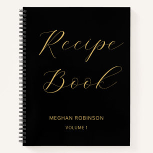 Girls-Cookbook Schwarz-Gold-Rezept-Skript Notizblock