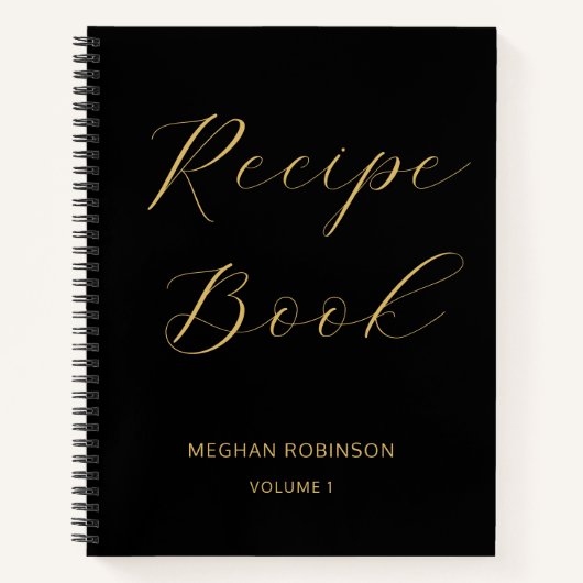 Girls-Cookbook Schwarz-Gold-Rezept-Skript Notizblock (Vorderseite)