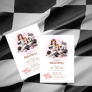 Girl's Coquette Race Party Geburtstagseinladung Einladung