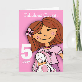 Girls Cousin 5. Geburtstagskarte Girlie pink Karte