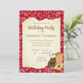 Girls Cowboy Birthday Red Bandana Sonnenblume Einladung (Stehend Vorderseite)