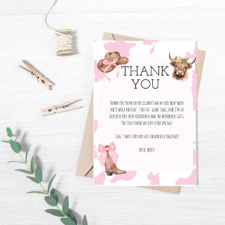 Girls Cowgirl Birthday Danke-Karte Dankeskarte