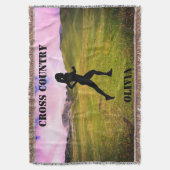 Girls Cross Country Running Pink Sky Throw Blanket Decke (Vorderseite Vertikal)