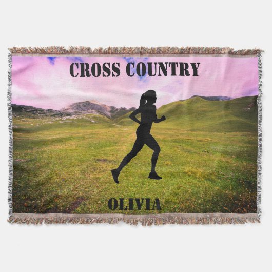 Girls Cross Country Running Pink Sky Throw Blanket Decke (Vorderseite)