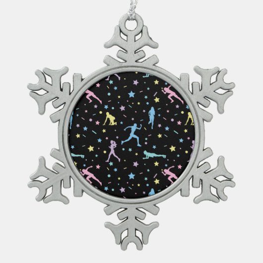 Girls Cross Country, Track Field, Marathon Runner Schneeflocken Zinn-Ornament (Vorderseite)