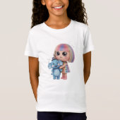 Girls Cute and Modern Girl with Elephant T-Shirt (Vorderseite)