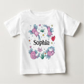 Girls Cute and Modern Pink Axolotl and Name Kids Baby T-shirt (Vorderseite)