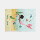 Girls Cute and Whimsical Magical Afro Mermaid Kids Fleecedecke (Vorderseite (Horizontal))