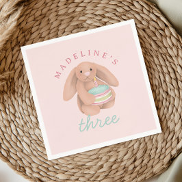 Girls Cute Bunny Cake Girls Whimsical Birthday  Serviette