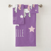 Girls Cute Magical Purple Unicorn  Badhandtuch Set (Insitu)