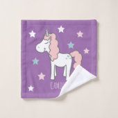 Girls Cute Magical Purple Unicorn  Badhandtuch Set (Waschlappen)