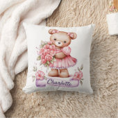 Girls Cute Nursery Throw Pillow With A Teddy Bear Kissen (Decke)