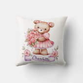 Girls Cute Nursery Throw Pillow With A Teddy Bear Kissen (Rückseite)