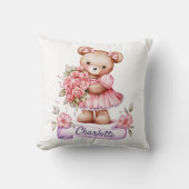 Girls Cute Nursery Throw Pillow With A Teddy Bear Kissen (Vorderseite)