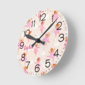 Girls Cute Pink Ballet Dancer Swan Personalized Runde Wanduhr (Winkel)