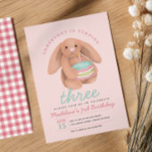 Girls Cute Pink Bunny Cake Birthday Einladung