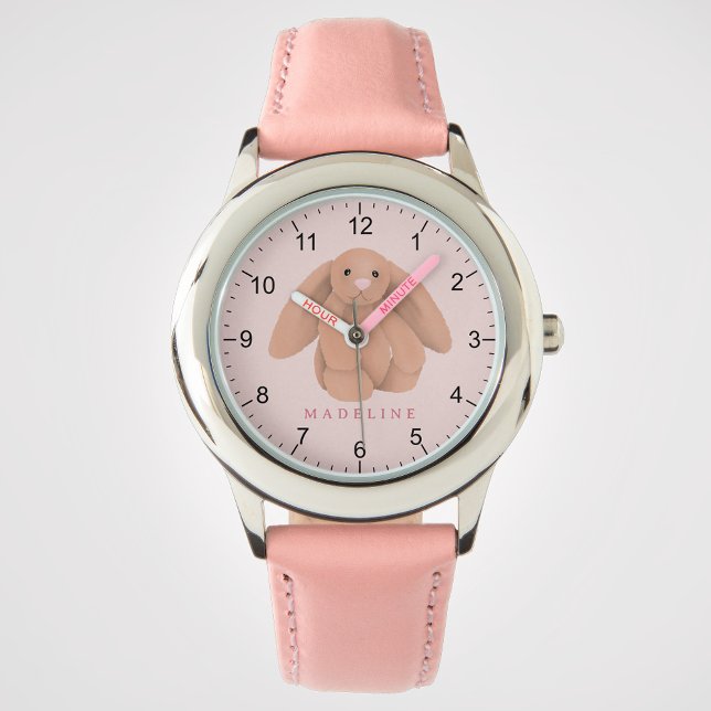 Girls Cute Pink Bunny Rabbit Plushie Kids  Armbanduhr (Von Creator hochgeladen)