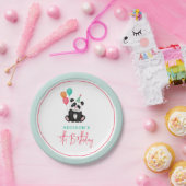 Girls Cute Pink Panda Bear 5th Birthday Party Pappteller (Party)