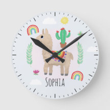 Girls Cute Pink Rainbow Llama Alpaca Kids Nursery