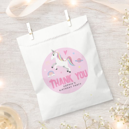 Girls Cute Pink RainbowUnicorn Geschenktütchen (Ausgeschnitten)