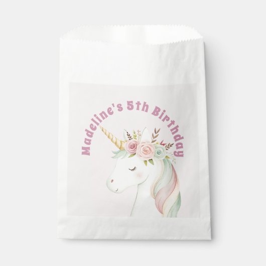 Girls Cute Pink Unicorn Birthday Geschenktütchen (Vorderseite)
