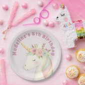 Girls Cute Pink Unicorn Birthday Pappteller (Party)