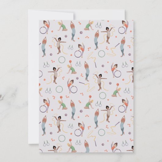 Girls Cute Purple Gymnastics 7th Birthday Einladung (Rückseite)