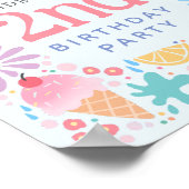 Girls Cute Rainbow Pool 2nd Birthday Welcome Poster (Ecke)