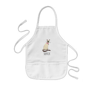 Girls Cute Siamese Cat Cartoon with Name Kinderschürze