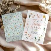 Girls Cute Two Wild Boho Wildflower 2nd Birthday Einladung