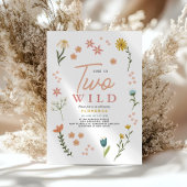 Girls Cute Two Wild Boho Wildflower 2nd Birthday Einladung