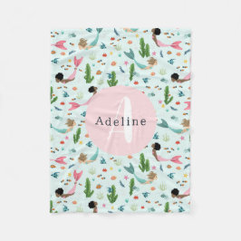 Girls Cute Whimsical Magical Mermaid Ocean Kids Fleecedecke