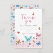 Girls Cute Whimsical Pink Butterfly m Baby Shower