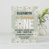 Girls Daisy Einladung zum ersten Geburtstag (Stehend Vorderseite)