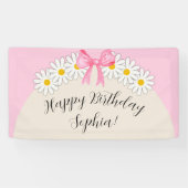 Girl's Daisy Flower and Bow Birthday Banner (Horizontal)