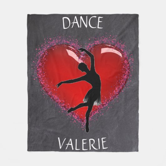 Girls Dance Chalkboard Herz mit Personalisiertem N Fleecedecke (Vorderseite)