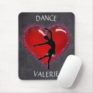 Girls Dance Chalkboard Herz mit Personalisiertem N Mousepad