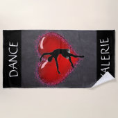 Girls Dance Chalkboard Herz mit Personalisiertem N Strandtuch (Vorderseite)