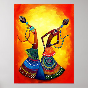 Girls Dancing: Traditionelle indische Kunst Poster