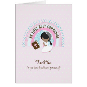 Girl's Danke, Heilige Kommunion Card - Schwarzes H