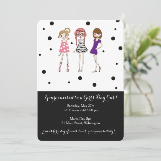 Girls Day / Bachelorette / Glamour Party Einladung (Stehend Vorderseite)