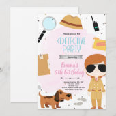 Girls Detective Party Invitation Einladung (Vorne/Hinten)