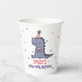 Girls Dino-Mite Birthday Paper Cup Pappbecher