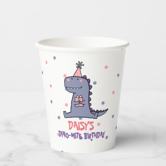 Girls Dino-Mite Birthday Paper Cup Pappbecher