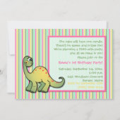 Girl's Dinosaur erste Geburtstagsparty Einladung (Rückseite)