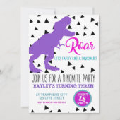 Girls Dinosaur Geburtstag Kinder Einladungen (Vorderseite)