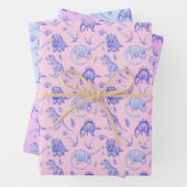 Girls Dinosaur Geschenkwrap in drei Farben Geschenkpapier Set (Beispiel)