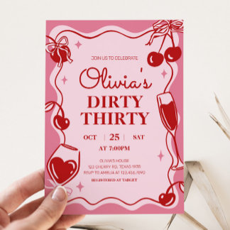 Girls Dirty 30 Geburtstag Einladung